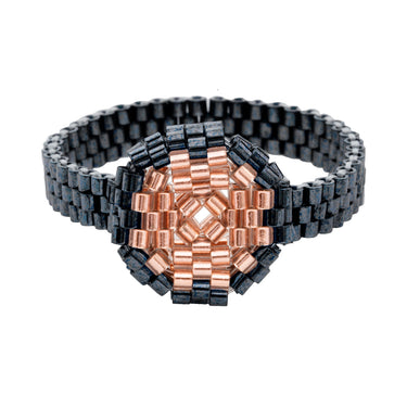 Anillo Diamantes 1 Redondo Negro Ajustable Rosa